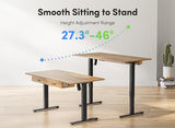 FEZIBO Adjustable Height Electric Standing Desk with Double Drawer, 55x 24 Inches Stand Up Home Office Desk with Splice Tabletop, Black Frame/Fir FEZIBO