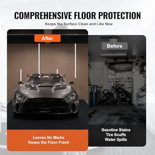 VEVOR Waterproof Garage Floor Mat for Under Car, Non-slip 6.6'x8.5' Compact Size Heavy Duty Containment Mat, Protects Garage Floor from Water, Mud VEVOR