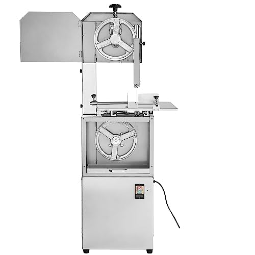 VEVOR Commercial Electric Meat Bandsaw, 850W Vertical Bone Sawing Machine, Stainless Steel 23.6" x 18.3" Workbench, Frozen Meat Cutter with 2 Blades, VEVOR
