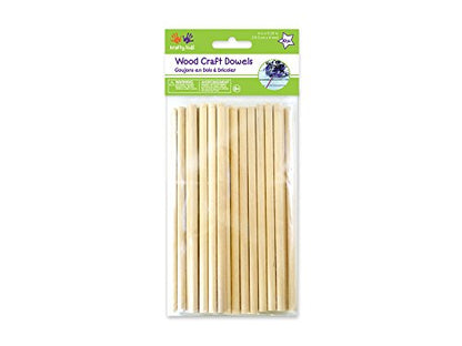 Multicraft Imports Krafty Kids 491950 CW532 Craftwood Natural Dowel, 0.25in by 6in, 30-Piece