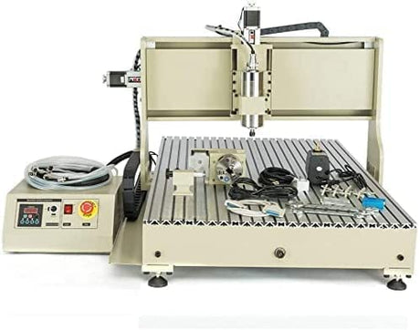 USB 4 Axis CNC 6090 Router Kit MACH Control + 2.2 KW VFD Water-Cooling Spindle Motor Plastic Acrylic PCB PVC Wood Carving Drilling 3D Milling TTONSUE