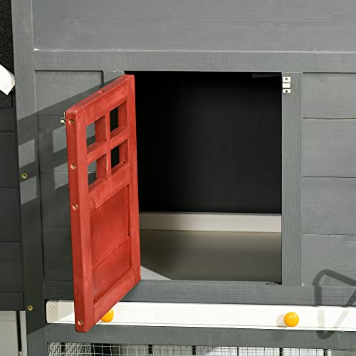 PawHut 118" Extra Large Chicken Coop with Asphalt Roof, Wooden Hen House with Slide-Out Tray, Quail Hutch with Nesting Box, Gray PawHut