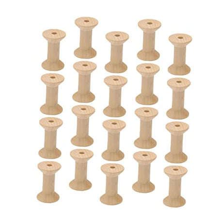 Anneome 20 Pcs Spools Empty Electric Cord Reels Thread Stand Weaving Kit Wooden Spools for Crafts Embroidery Thread Holder Mini Floss Embroidery Kit Anneome