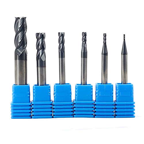 OSCARBIDE Carbide End Mill Set for Steel 4 Flutes CNC Spiral Router Bits 6 Pieces,Square CNC Spiral Router Bits Carbide Dia（1 2 3 4 6 8mm) Tian - WoodArtSupply