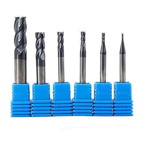 OSCARBIDE Carbide End Mill Set for Steel 4 Flutes CNC Spiral Router Bits 6 Pieces,Square CNC Spiral Router Bits Carbide Dia（1 2 3 4 6 8mm) Tian OSCARBIDE