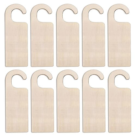 UPIQNG 10Pcs Wooden Door Knob Hanger Unfinished Natural Odorless Wood DIY Craft Painting Writing Signs Blank Double Sided Hanging Tags Decoration UPIQNG