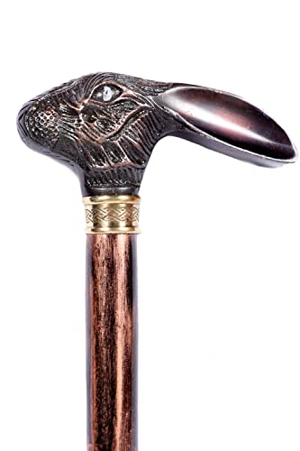 Sunrise Wood STORE'S Rabbit Head Steampunk Walking Stick Victorian Handmade Cane Wooden Walking Stick WoodArtSupply