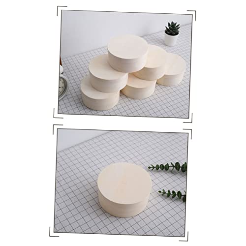 VOSAREA 2 Pcs Wooden Keepsake Box Plain Wooden Boxes Wooden Craft Box Unfinished Keepsake Box Wooden Storage Container Small Gift Box Round Wood Case VOSAREA