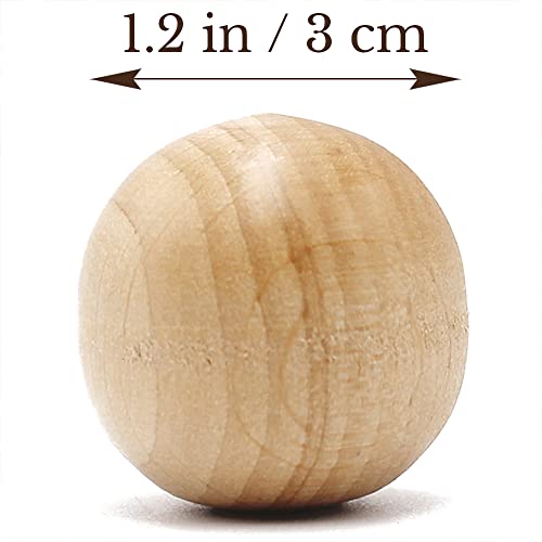 30mm Wood Beads, Bag of 10 Wood Balls for Crafts Unfinished, Wood Rounds for Crafts and DIY Projects AEVVV
