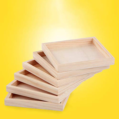 Homoyoyo Square Serving Tray 18Pcs Unfinished Wood Panels Tray Small Wood Serving Tray for Crafts Wooden Panel Boards for Painting Pouring Arts Blank