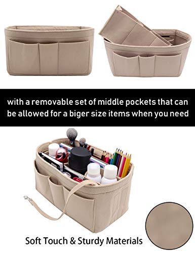 LEXSION Felt Insert Bag Organizer Bag In Bag For Handbag Purse Organizer Fits Speedy Neverful 8010 Beige M LEXSION