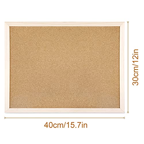Cork Board Bulletin Board - 15.7 X 12 Inches Vision Board Wood Frame Corkboard Message Board Wall Mounted Pin Board for School, Home & Office (with FEBSNOW