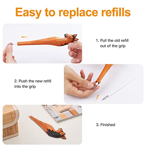 NULYDO 100% Handmade Wood Carved Animal Gel Pen | Horse, Cute Stationary School Supply Office Supply, Fun Pen Novelty Writing Pen, Unique Gift Pen NULYDO