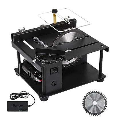 Multi-Functional Table Saw,200W Mini Desktop Electric Saw Cutter Speed & Angle Adjustable for Wood Plastic Acrylic Cutting