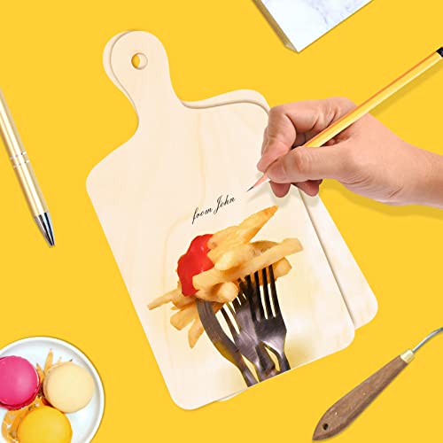 Oomcu 12PCS Wooden Mini Cutting Board with Handle,Rectangle Unfinished Wood Craft Paddle Serving Tray Chopping Board Cutout for DIY Thanksgiving