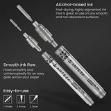 ARTEZA Mirror Chrome Marker Set, 6 Pack, 3 x 2.9mm & 3 x 5mm Nibs, Hi-Gloss Silver Metallic Pens for Eye-Catching Art on Various Surfaces, Craft ARTEZA