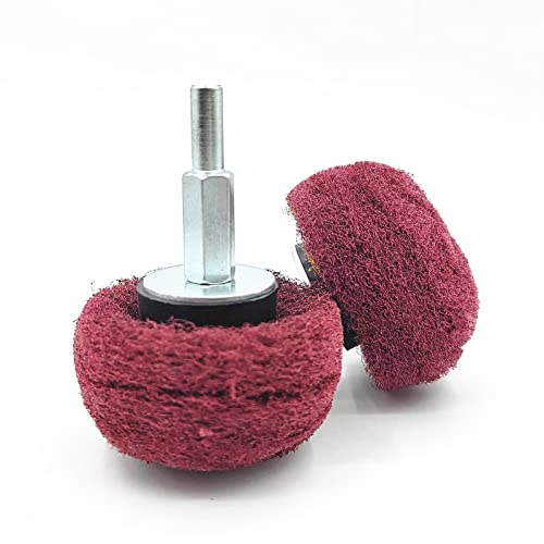 5PCS Non Woven Abrasive Buffing Wheels Polishing Wheel Drill Attachment Set, 2 Inch Scouring Pads Abrasive Mushroom Wheel Polishing Wheel with 1/4" Banmo Abrasive
