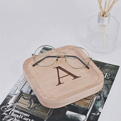 I'm Solid Wood Personalized Initial Letter Jewelry Display Tray Decorative Trinket Dish Gifts For Rings Earrings Necklaces Bracelet Watch Holder - WoodArtSupply