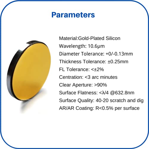CNCOLETECH Si Reflective Mirror CO2 Laser Mirror Lens Gold-Plated Silicon Mirrors Dia 20mm 3PCS for CO2 Laser Engraving Cutting Machine CNCOLETECH