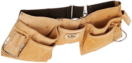 Custom LeathercraftI427X Heavy Duty Contractor-Grade Suede Leather Work Apron, 2 Steel Hammer Loops, 12 Pockets, Tan , Brown Custom Leathercraft