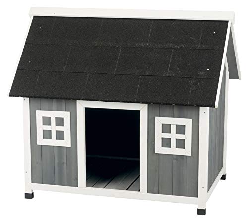 TRIXIE Natura Barn Style Dog House, Elevated Pet Shelter, Weatherproof Dog House, Medium - WoodArtSupply