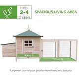 PawHut 77" Wooden Chicken Coop with Nesting Box, Cute Outdoor Hen House with Removable Tray, Ramp Run, for Garden Backyard, Natural PawHut