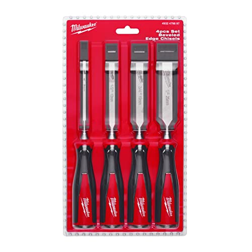 Milwaukee - Beveled Edge Chisels Set 4 Piece - 4932479897 - WoodArtSupply