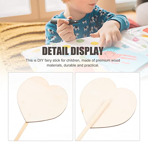 STOBOK Princess Fairy Wand Stick: 8PCS Unfinished Wooden DIY Crafts Heart Shaped Magical Wand for Girls Art Show Cosplay Costume Party STOBOK