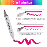 Dual Tip Markers in 120 Colors, Double Sided Markers with Travel Case Bag, Fine and Chisel Tip Art Markers for Adult Coloring and Kids, Alcohol Based Asani