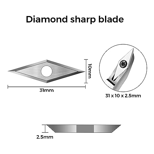 OUYANG 10Pcs Tungsten Carbide Cutters Inserts Set for Wood Lathe Turning Tools, Include 30x10mm Diamond Pointed Corner and Rounded Corner Diamond 5
