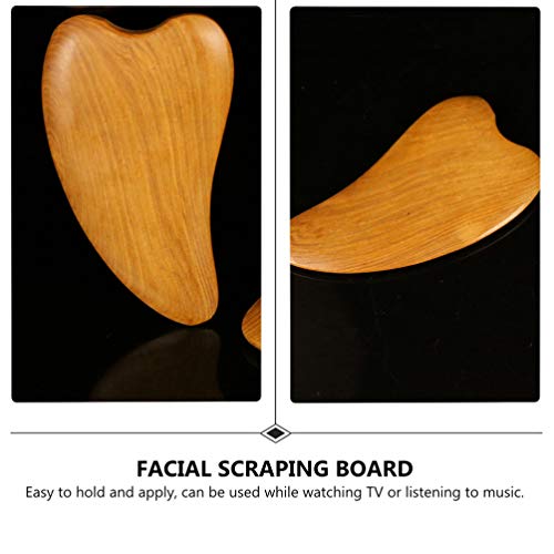 EXCEART 2pcs Wooden Scraping Massage Tool Heart- shaped Wood Face Scraping Board Facial Body Care Scraping Plate Therapy Tool, Anti Cellulite, Manual EXCEART