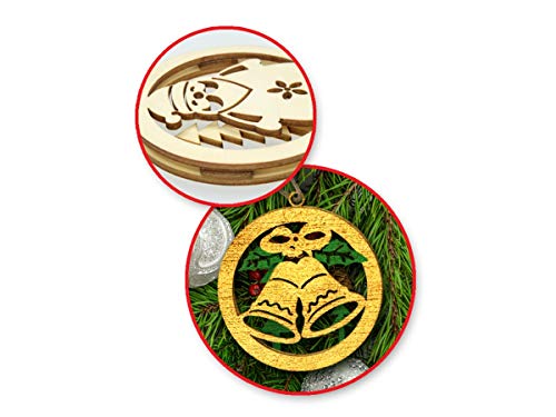 Assorted 3D Scenery Unfinished Blank Wooden Christmas Ornaments for Painting and Crafts, Set of 8 Wowser