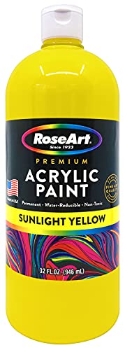 RoseArt Acrylic Paint Sunlight Yellow 32oz Bottle - WoodArtSupply