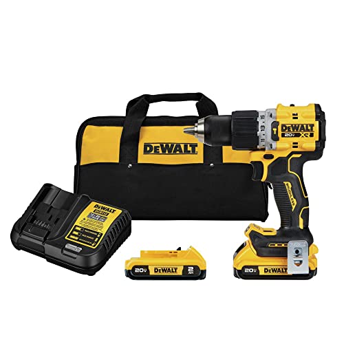 DEWALT 20V MAX* XR® Brushless Cordless 1/2 in. Hammer Drill/Driver Kit (DCD805D2), Yellow DEWALT