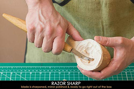 BeaverCraft Hook knife Wood Carving SK4s Long Knives Spoon Carving Tools 2.4'' Long handle 7.8'' Spoon Knife Wood Carving Tools Bowl Kuksa Carving BeaverCraft