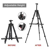 STARHOO Easel for Painting Canvas - Aluminum Art Easel Stand for Table Top/Floor 17" to 63" Adjustable Height with Portable Bag Classic Black Starhoo