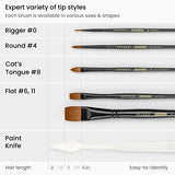 ARTEZA Acrylic Paint Set, 35-Piece Art Set, Includes 24 Acrylic Paints, 5 Brushes, 1 Paint Palette, 1 Paint Knife, 3 Painting Pads, and Storage Case, ARTEZA