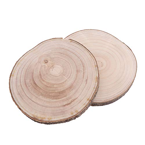 PartyKindom 2Pcs Wood Chips Wine Coaster Hand Decor Wooden Rustic Coasters Cups Place Mat Table Coasters for Drinks Round Wood Slices Tree Slab Tree PartyKindom