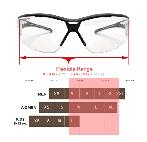 HTS HUNTERSKY E9532 Super Flexible Lightweight Anti Fog Wrap-Around U6 Clear Shooting Safety Glasses with ANSI Z87.1 Scratch Resist - WoodArtSupply