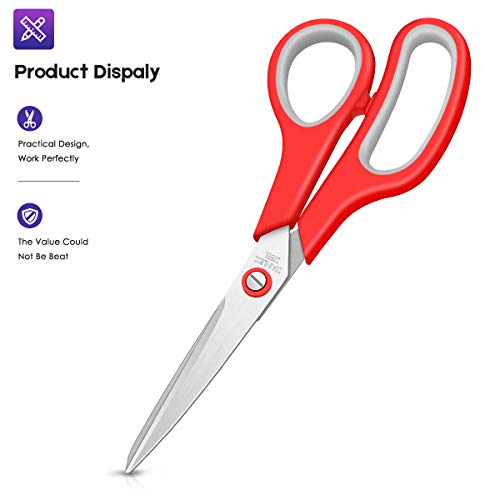 Scissors Bulk 40-Pack, Taotree 8" Multipurpose Scissors, Soft Comfort-Grip Handles Stainless Steel Sharp Shears for School Office Home, High/Middle - WoodArtSupply