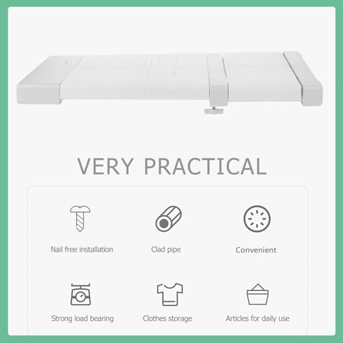 Alipis Expandable Closet Tension Shelf Rod Adjustable Metal Storage Rack Cabinet Organizer DIY Divider Separator Shelves for Wardrobe Cupboard Alipis