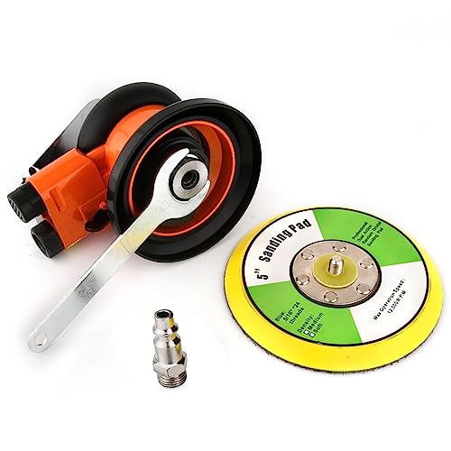 Professional Heavy Duty 5" Dual Action Random Orbital Sander, Pneumatic Palm Sander QIUMIN