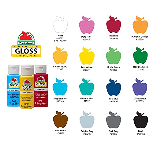 Apple Barrel Gloss Paint Set, 16 Piece (2-Ounce), PROMOABG Colors