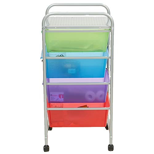 Mind Reader Rolling Cart with Drawers, Utility Cart, Craft Storage, Kitchen, Metal, 12.75"L x 15.25"W x 30"H, Multi-color - WoodArtSupply