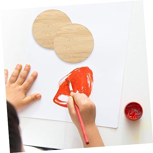 Tofficu 10pcs Round Bamboo Unfinished Circle Premium Unfinished Slices Painting Circle Unfinished Bamboo Chips Bamboo Slices DIY Hanging Tags Kids Tofficu