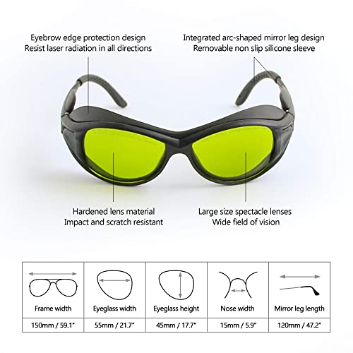 Professional 190-450&740-1100nm OD6+ Laser Safety Glassess,808nm Infrared Laser Engraving Protective Goggles;755nm,980nm, 1064nm, Industrial Safety JILERWEAR