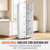 VEVOR Food Storage Cabinet, Freestanding Pantry with 2 Adjustable Shelves Engineered Wood Utility for Kitchen, Laundry, Dining Room, White VEVOR