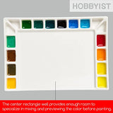 MEEDEN 18-Well Porcelain Artist Paint Palette, Mixing Art Ceramic Watercolor Paint Palette for Watercolor Gouache Acrylic Oil Painting, Rectangle 8 MEEDEN