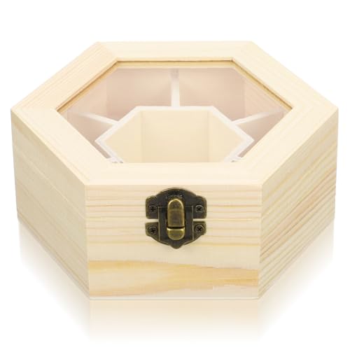 MAGICLULU 1pc Wooden Hexagonal Jewelry Box Unfinished Hexagonal Wooden Craft Box Hexagonal Wooden Storage Box for Ring Bracelet Necklace Earrings MAGICLULU