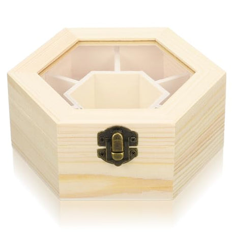 MAGICLULU 1pc Wooden Hexagonal Jewelry Box Unfinished Hexagonal Wooden Craft Box Hexagonal Wooden Storage Box for Ring Bracelet Necklace Earrings MAGICLULU